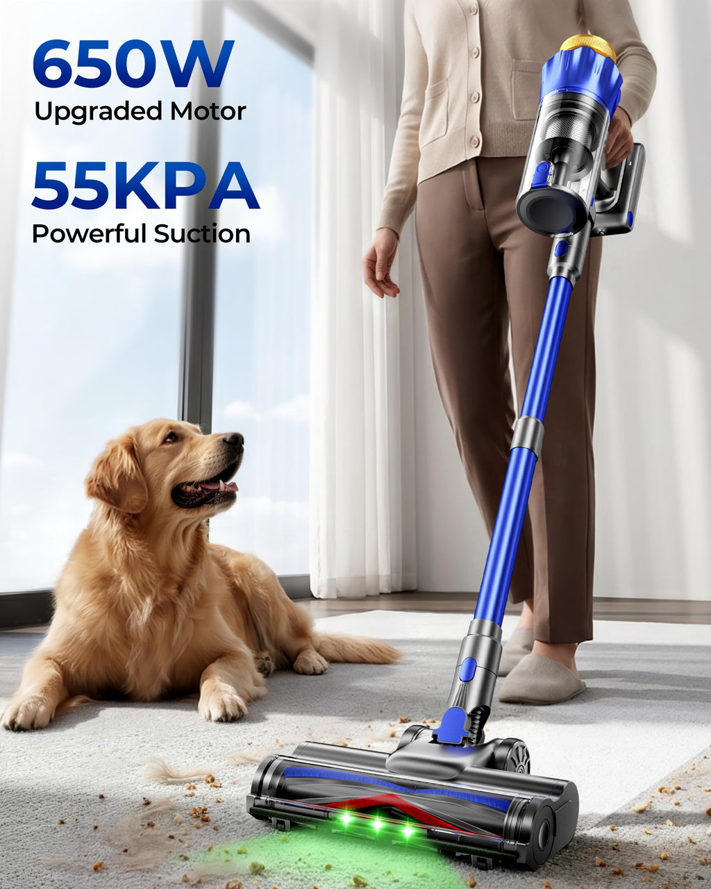 650W 55KPa Cordless Stick Vacuum Cleaner with Anti-Tangle Brush J683819