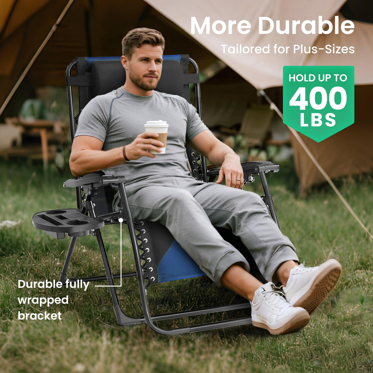 Oversized Zero Gravity Chair 2 Pack Folding Recliner with Pillow & Cup Holder H172082