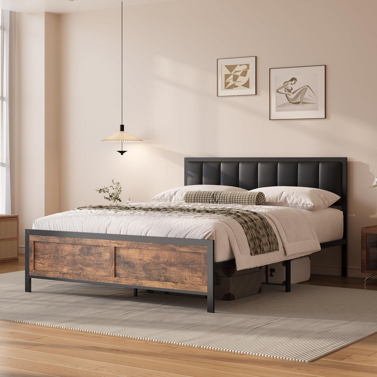 Full Size Metal Bed Frame with Headboard and Footboard G436737