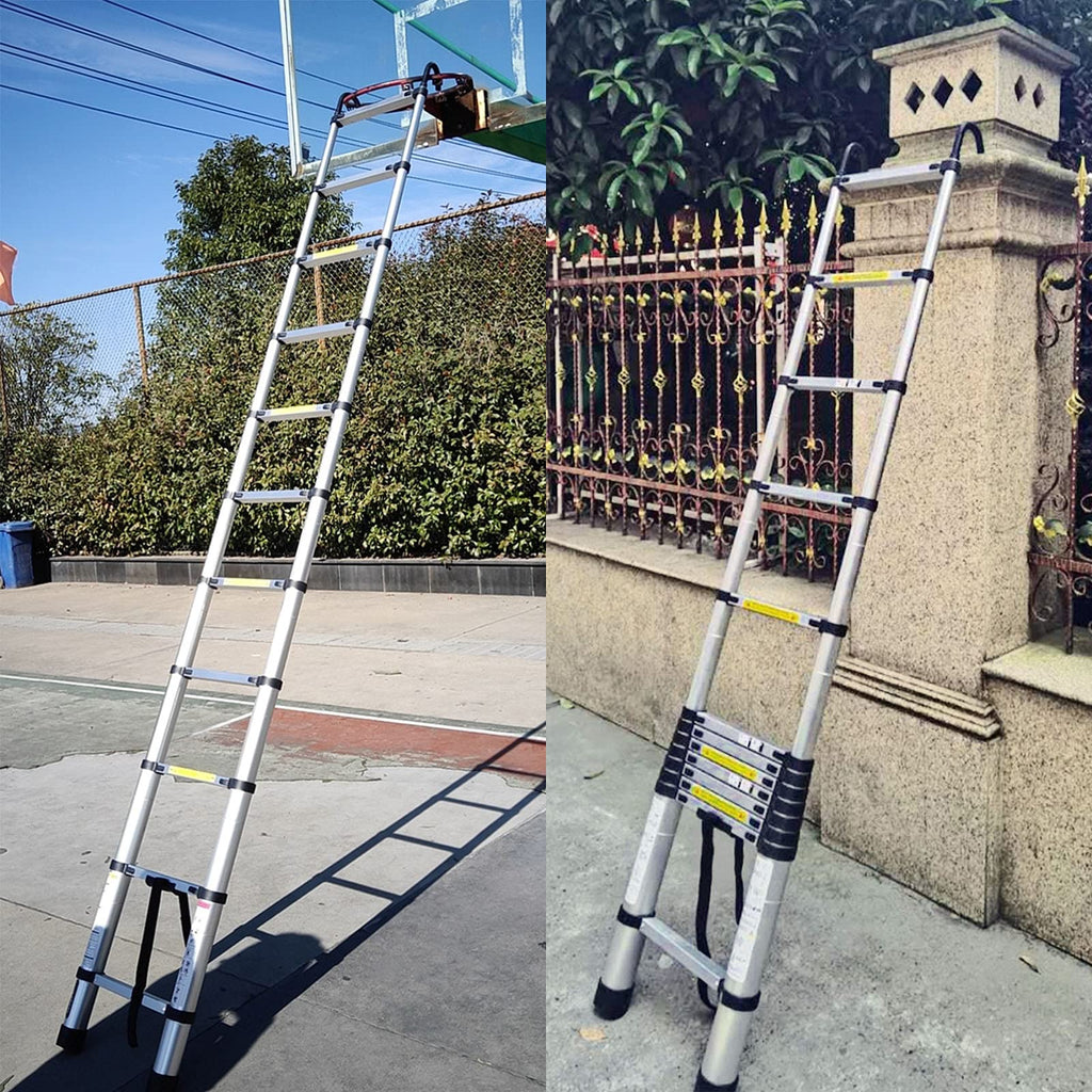 20.5FT Aluminum Telescoping Ladder with 2 Detachable Hooks X20028