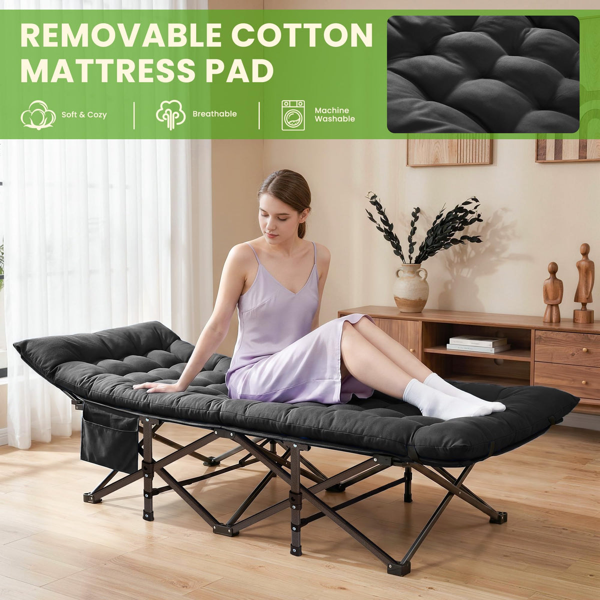 Folding Camping Cot with Carry Bag & Mattress T147