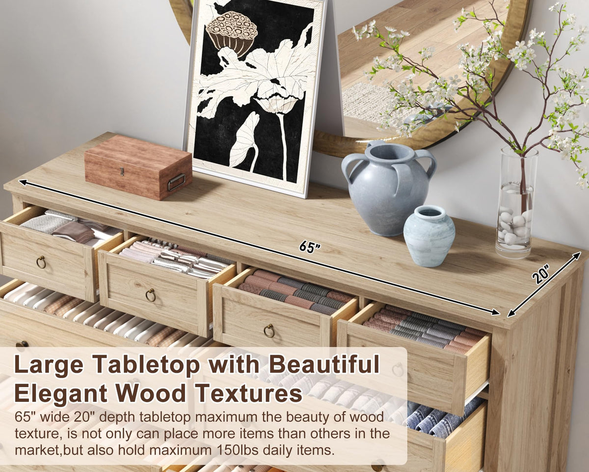 Rustic Wood 8 Drawer Dresser G744