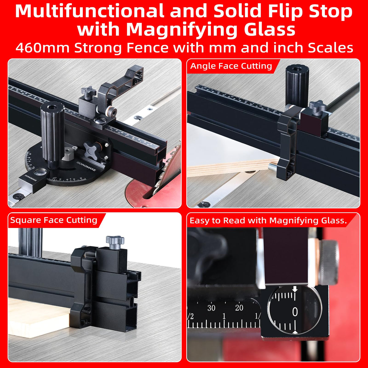 Portable Table Saw Miter Gauge with 18 Inch Fence and Flip Stop W558461