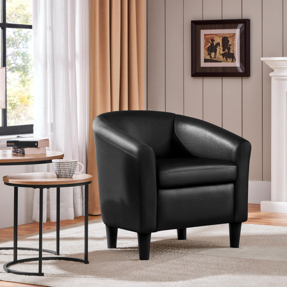 Black Faux Leather Accent Chair S47194