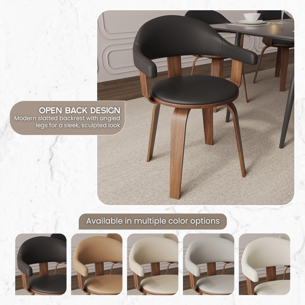 Black Leather Upholstered Swivel Dining Chair with Armrests G2295