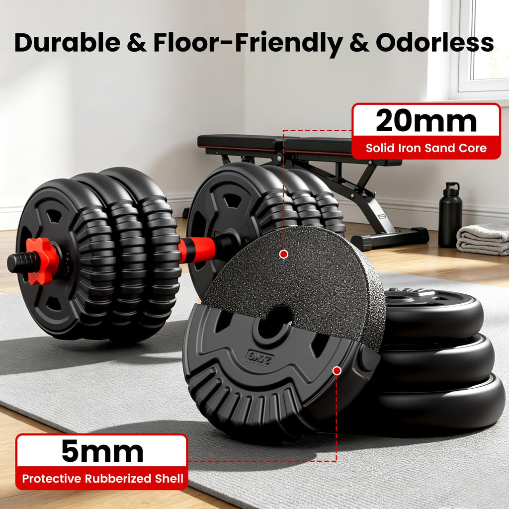 Adjustable Dumbbell Set 22/33/45/70/90lb Free Weight Set with Connector V267746