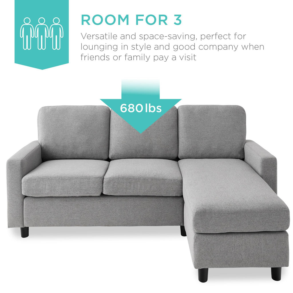 Light Gray Upholstered Sectional Sofa with Chaise E817