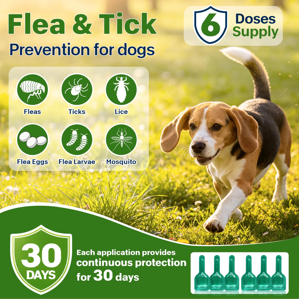 Flea and Tick Prevention for Dogs 5-43 lbs 6 Doses S49803
