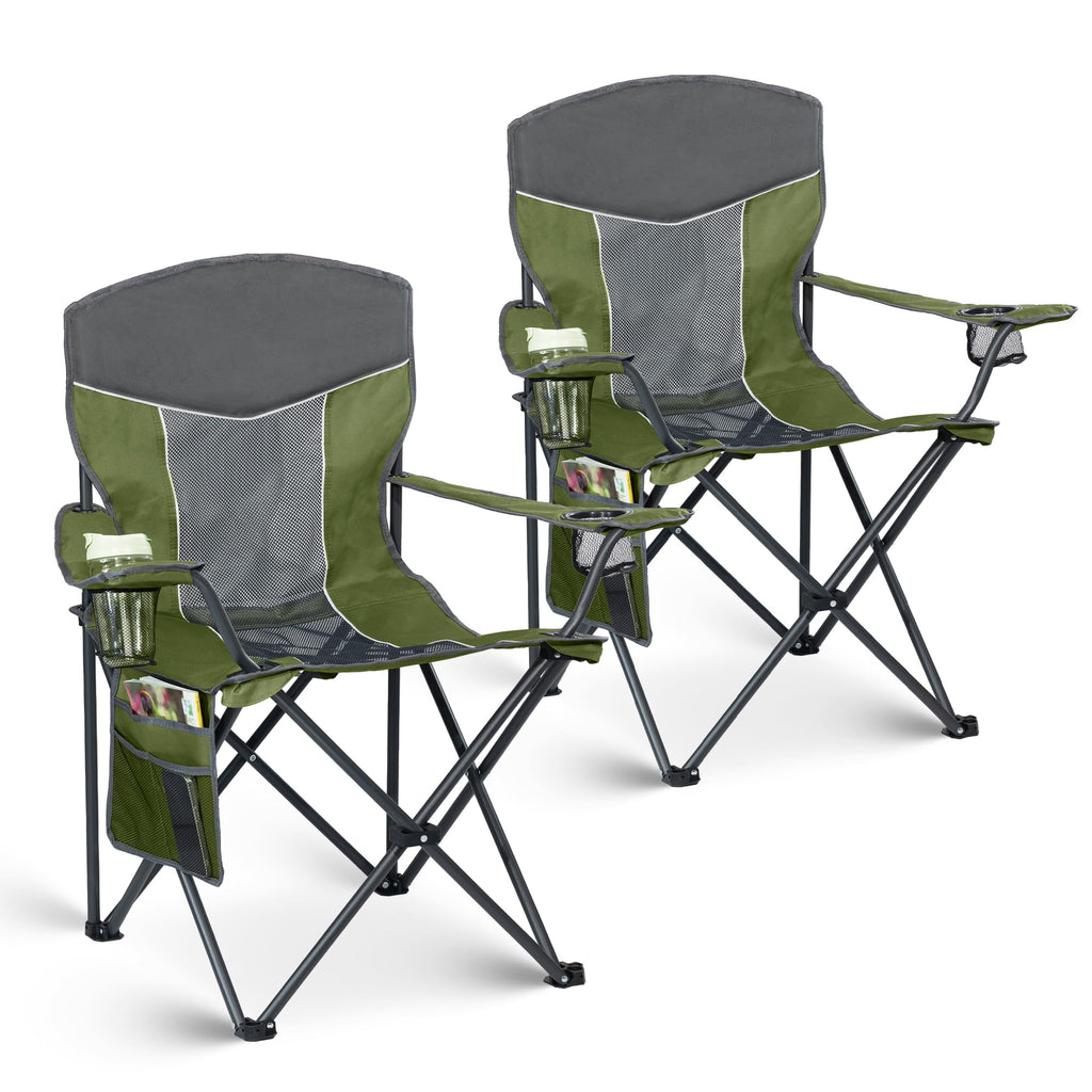 Oversized XL Camping Chair 2-Pack with Mesh Back, Green Q23927