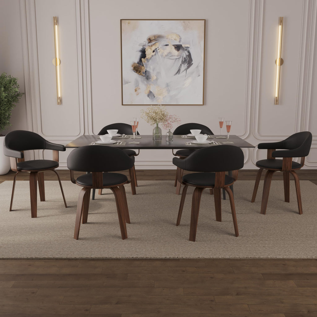 Black Leather Upholstered Swivel Dining Chair with Armrests G2295