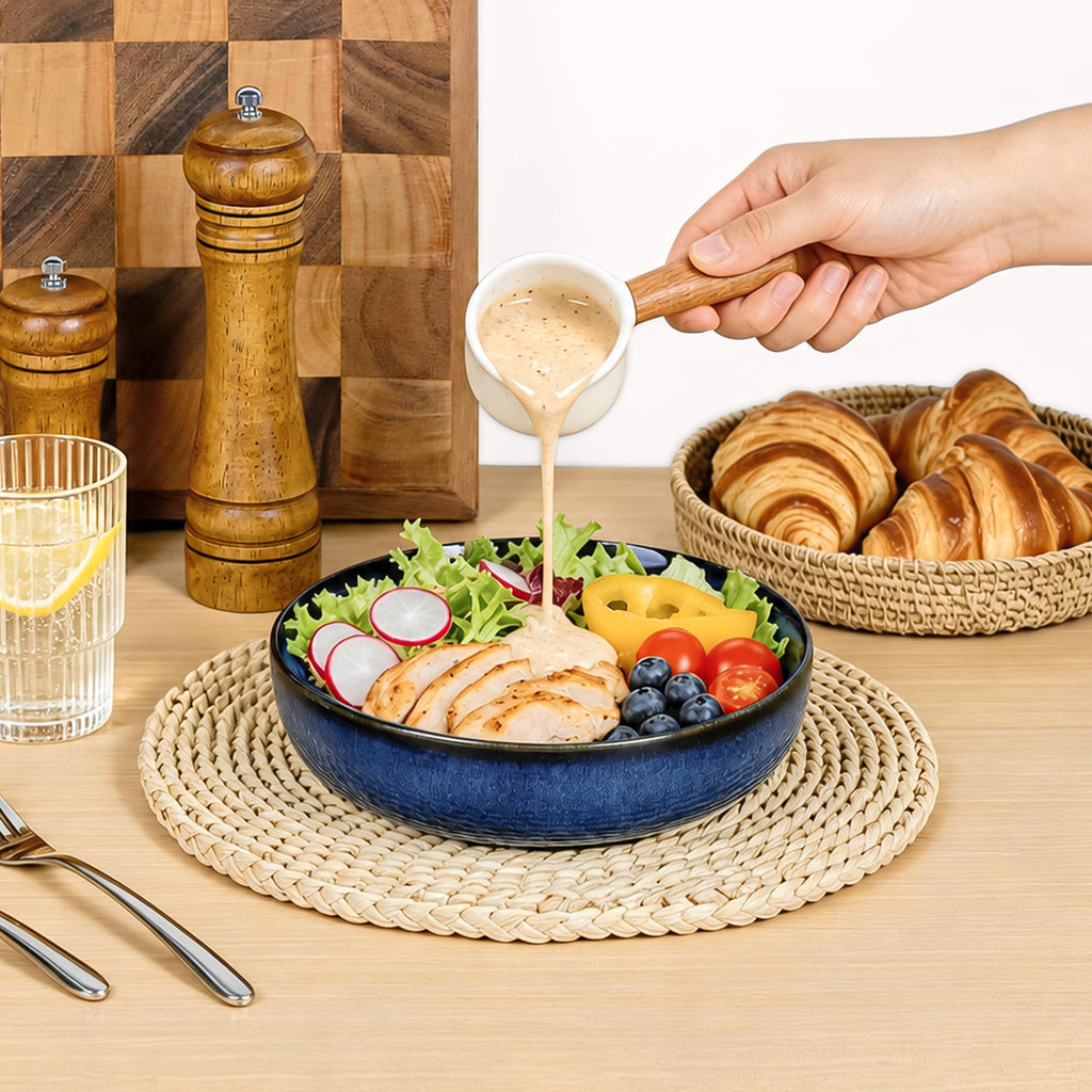 Blue Porcelain Pasta Bowls Set for 4 T334339