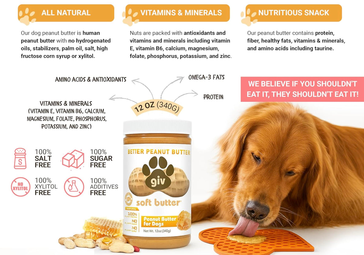 All Natural Peanut Butter for Dogs, 2 Ingredients, 4oz Pouches (6 Count) O9932