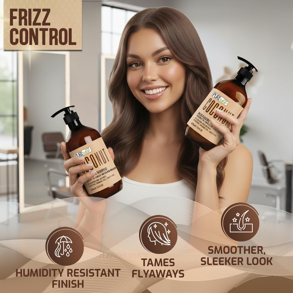 Sulfate Free Coconut Shampoo and Conditioner Set 16 Fl Oz E626
