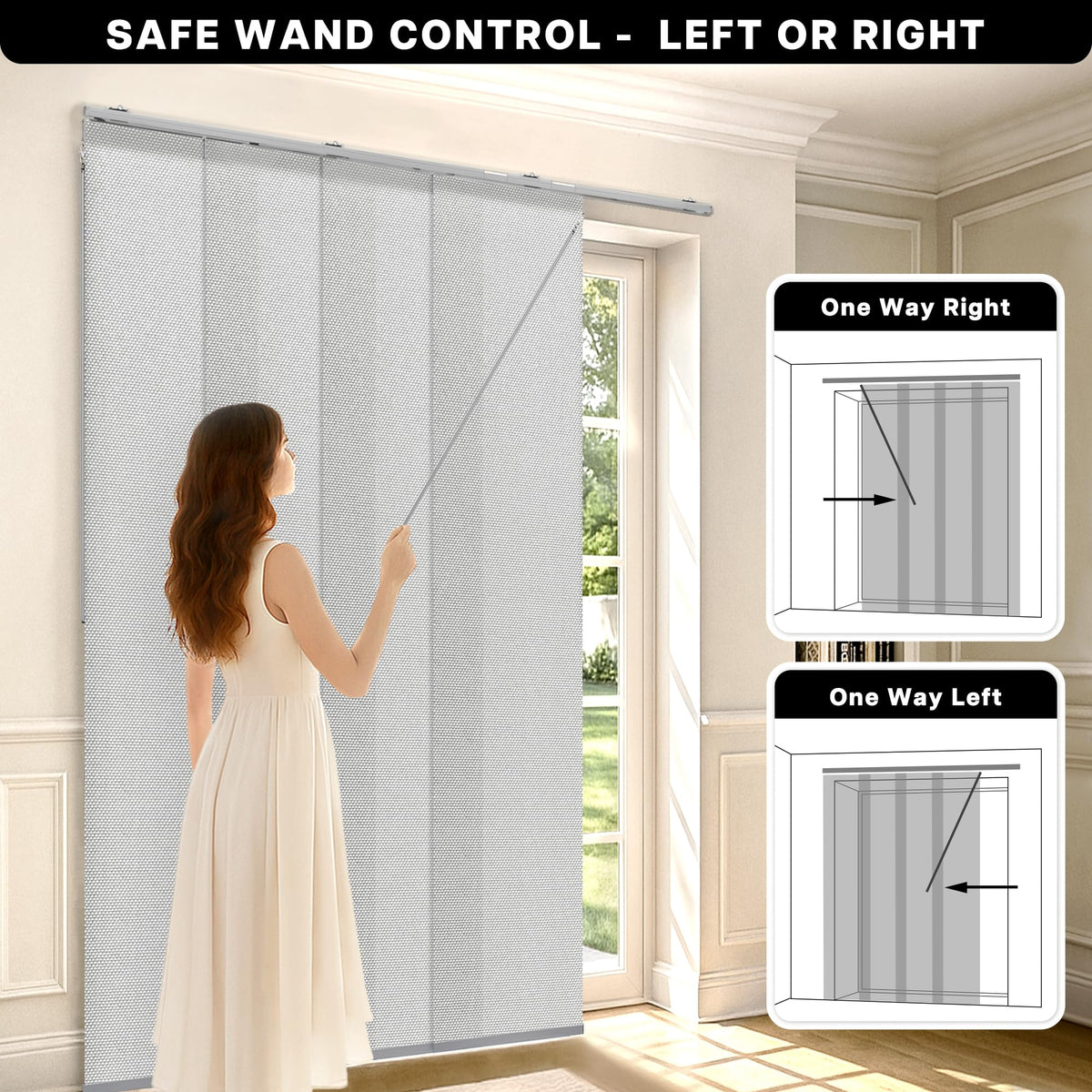 Adjustable Light Filtering Grey Panel Track Blinds Z74742