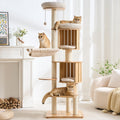 70" Wood Cat Tree with 2 Cat Caves G403010