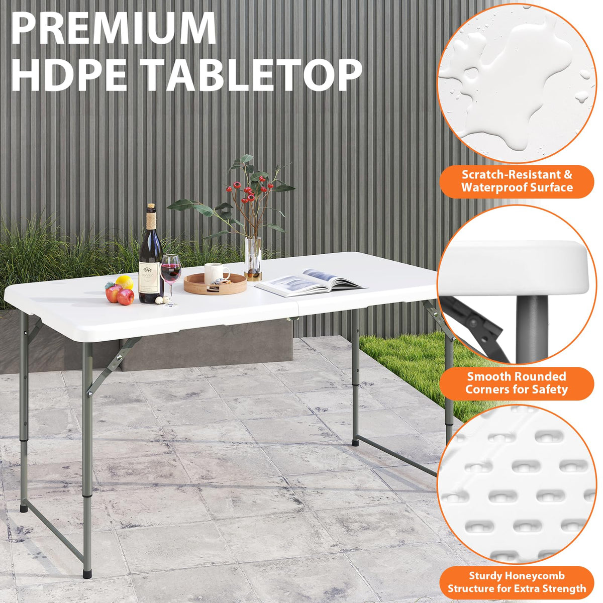 4 Foot Portable Heavy Duty Plastic Folding Table B920139