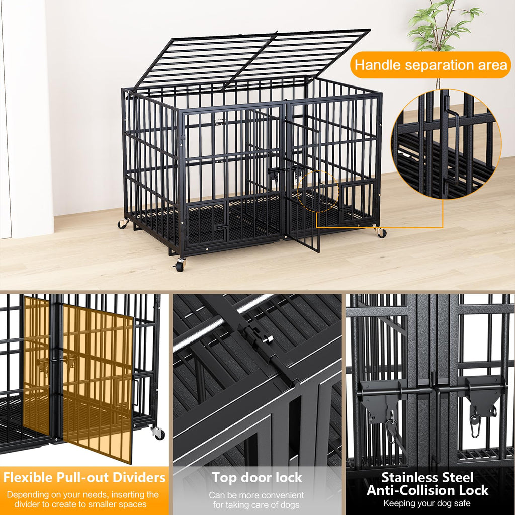 42 Inch Heavy Duty Metal Dog Crate with Divider M382482