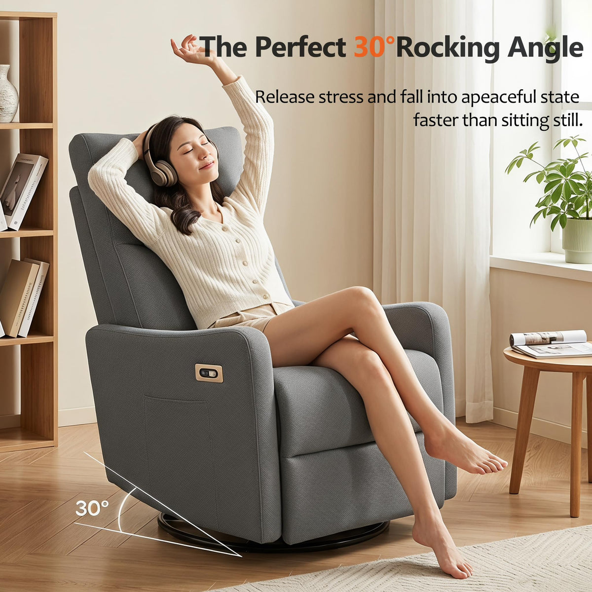 Small Power Swivel Rocker Recliner Chair F61911