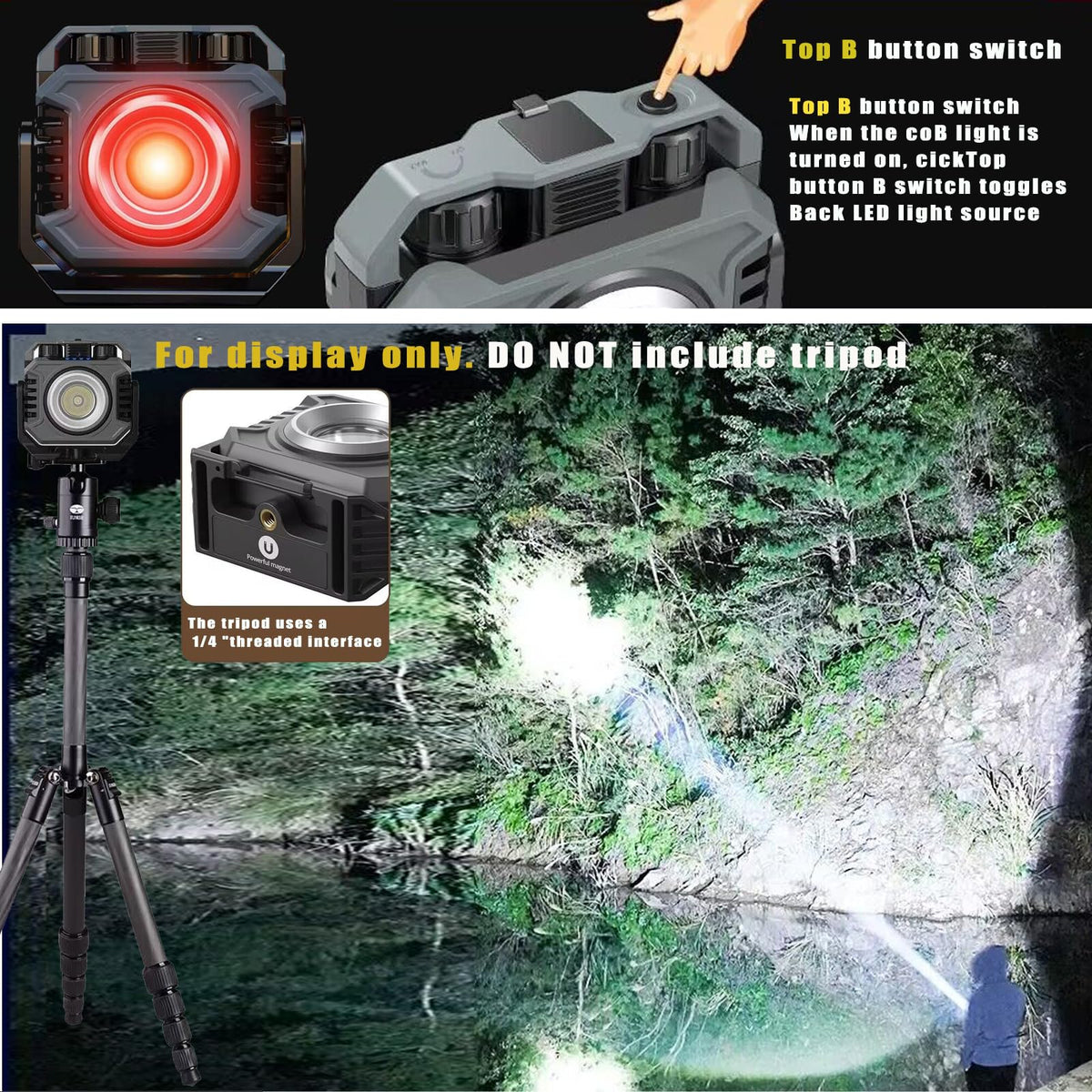 Rechargeable Magnetic COB Work Light 1500LM Waterproof Foldable Q88590