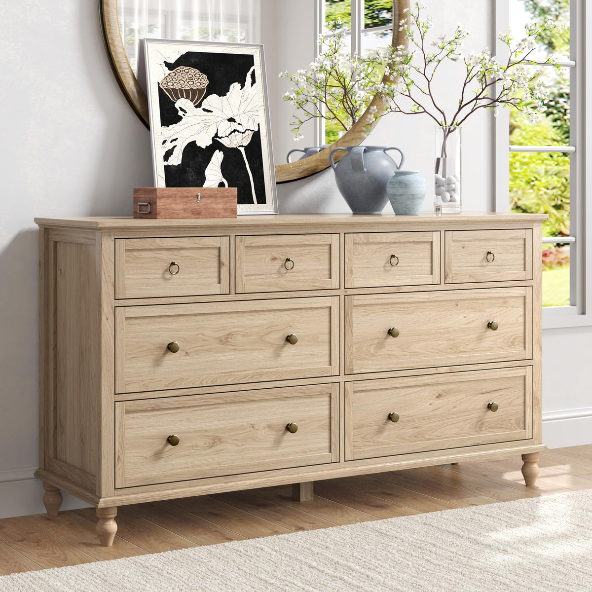 Rustic Wood 8 Drawer Dresser G744