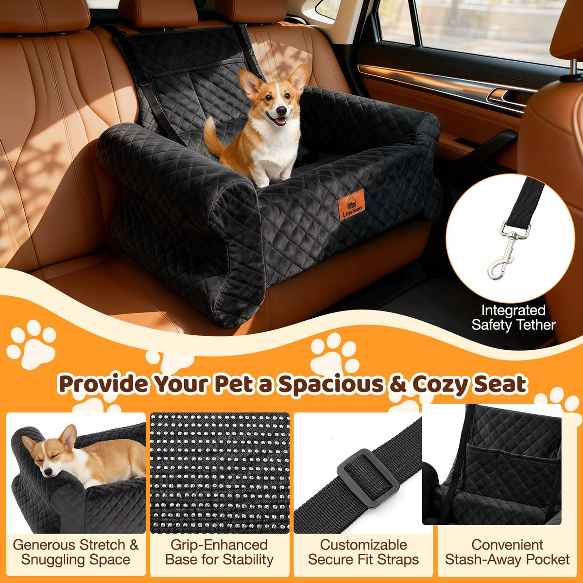 Memory Foam Dog Car Seat H91424