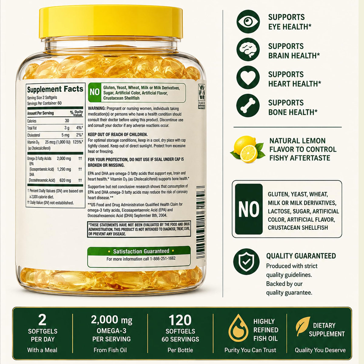 Omega-3 Fish Oil 2000 mg EPA DHA X9817
