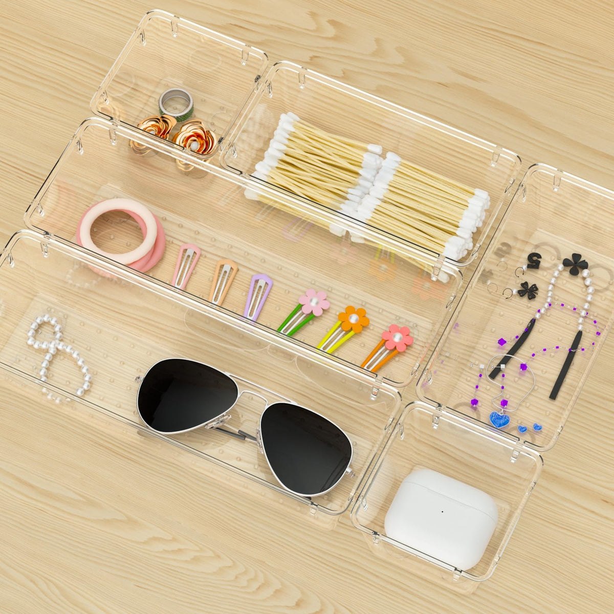 12 Pack Clear Drawer Organizer Set L4327