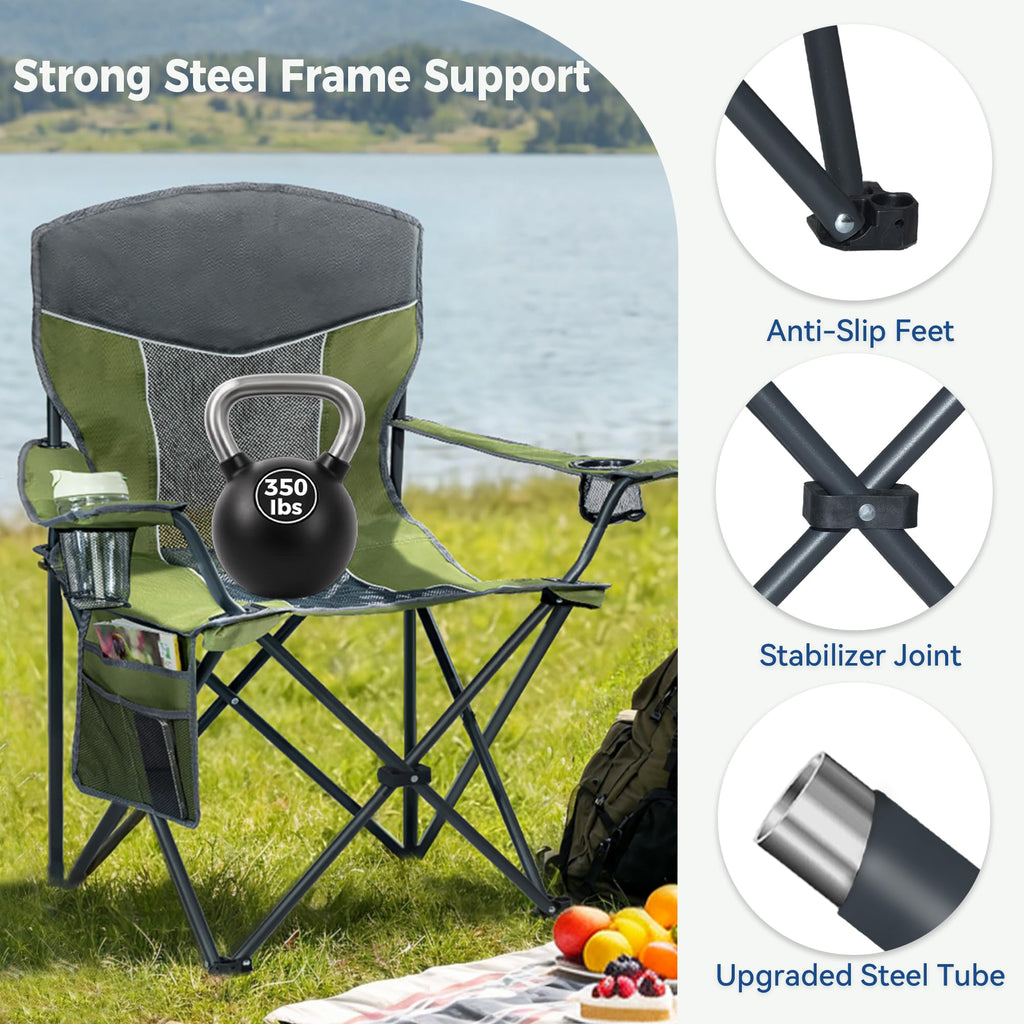 Oversized XL Camping Chair 2-Pack with Mesh Back, Green Q23927
