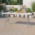 6-Foot Granite White Plastic Folding Table E30762