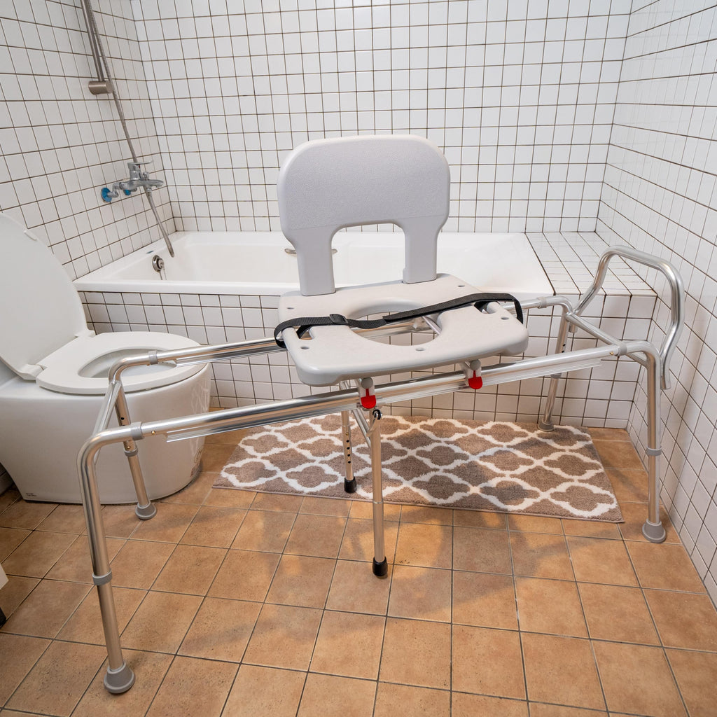 Toilet-to-Tub Transfer Bench with Cut Out Seat W86056