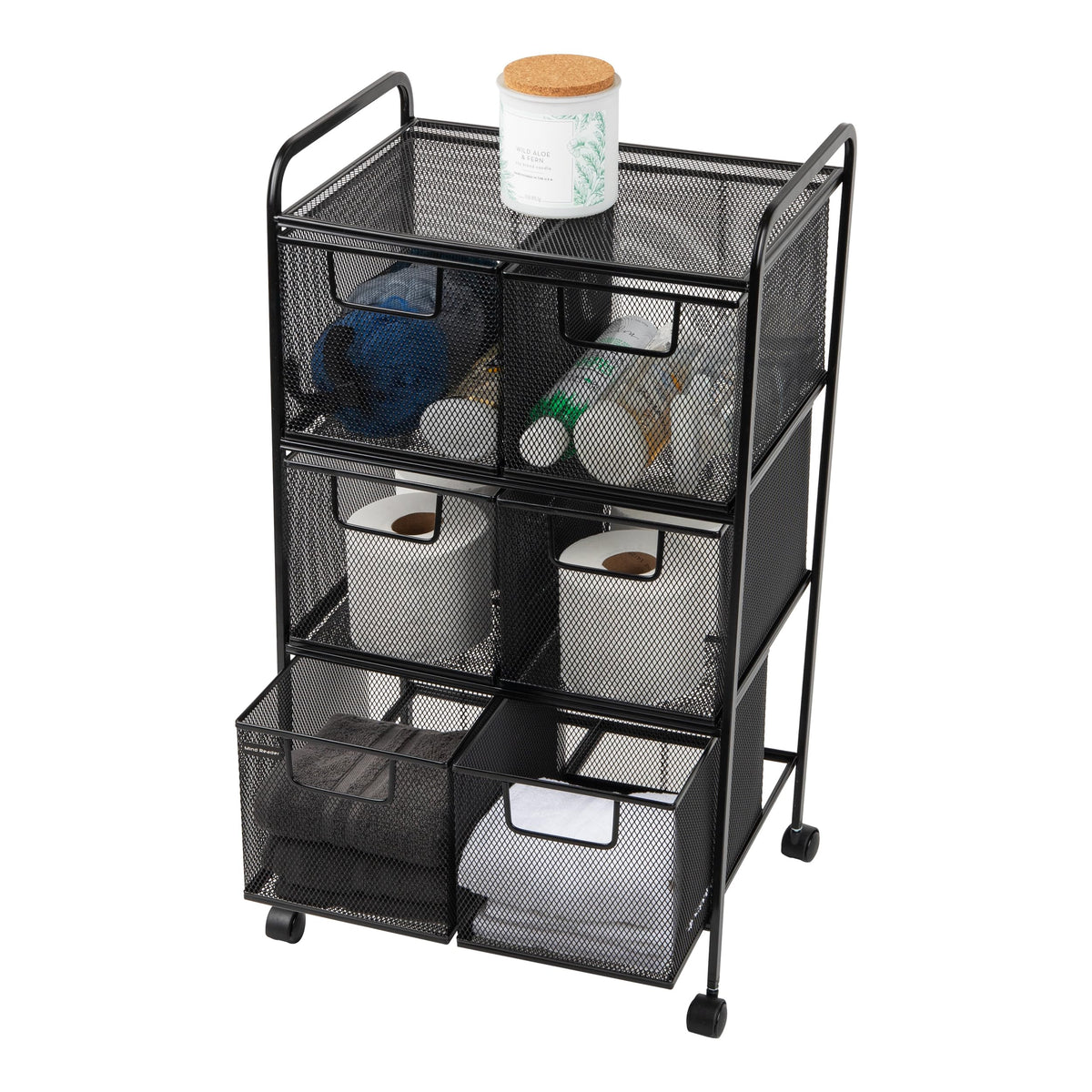 Black Rolling Cart with Drawers M69192