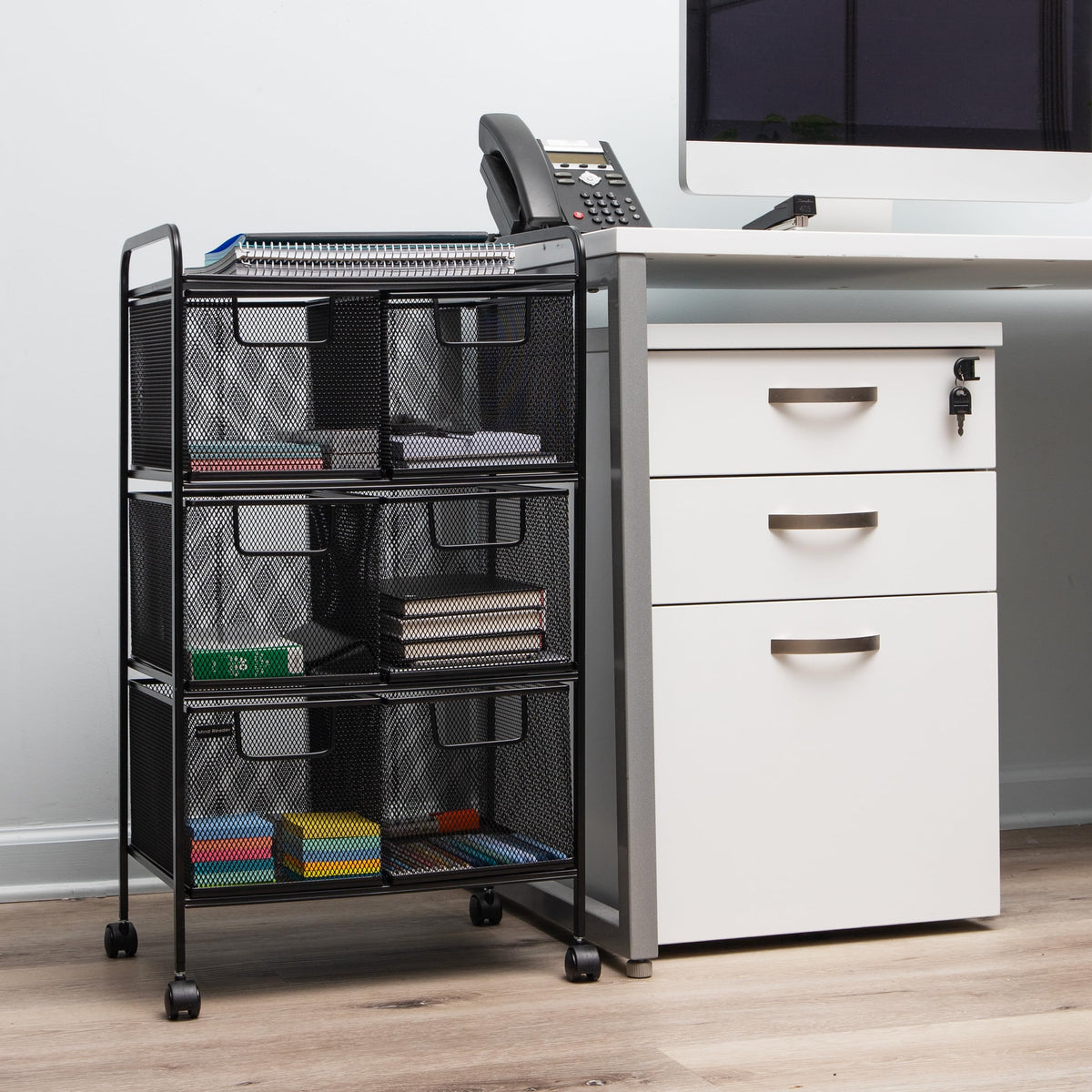 Black Rolling Cart with Drawers M69192