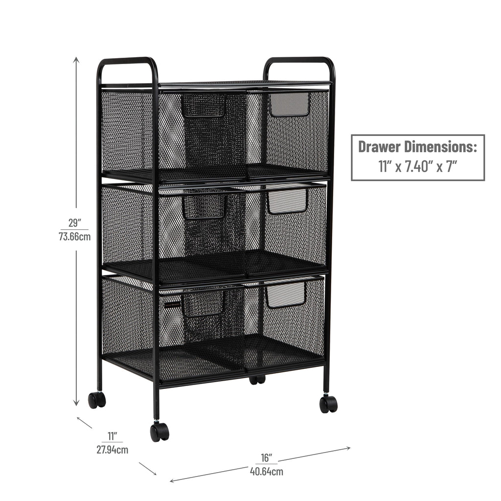 Black Rolling Cart with Drawers M69192
