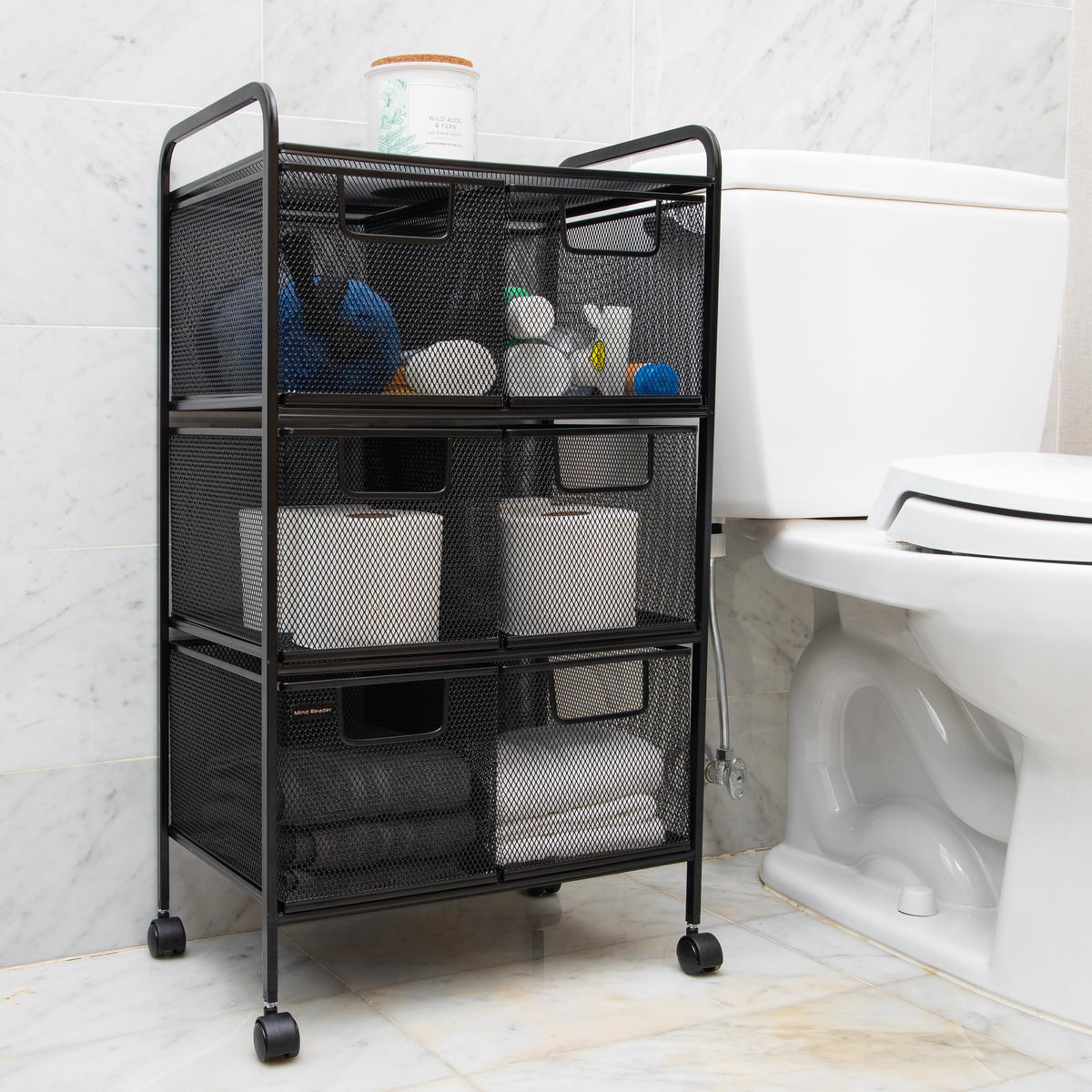 Black Rolling Cart with Drawers M69192