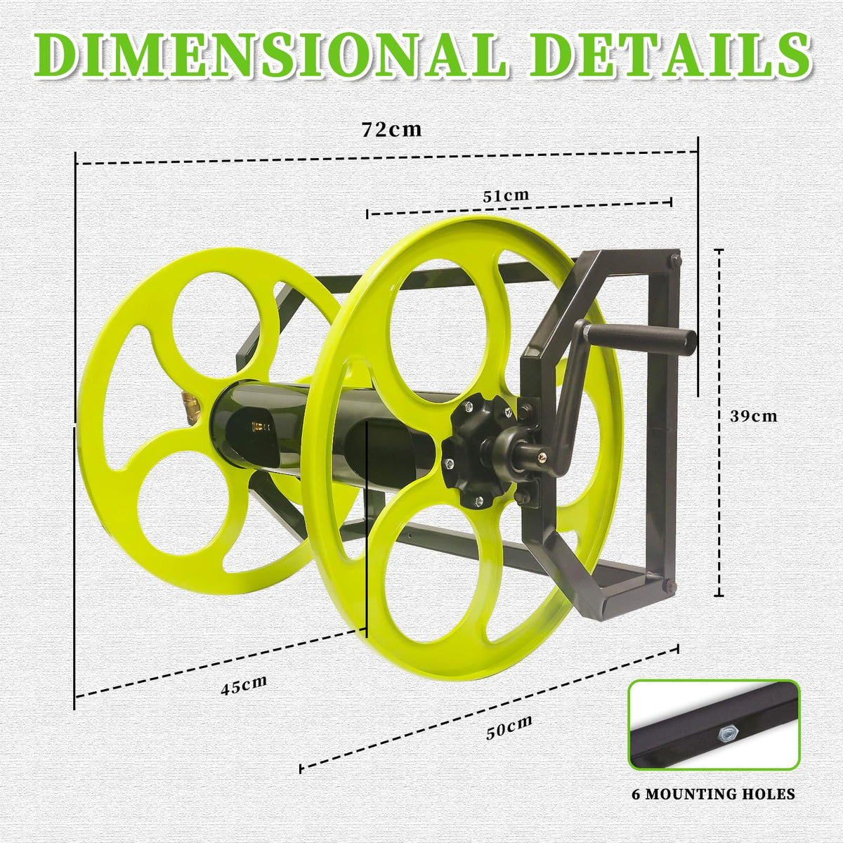 Wall/Floor Mount Garden Hose Reel with Crank W34959