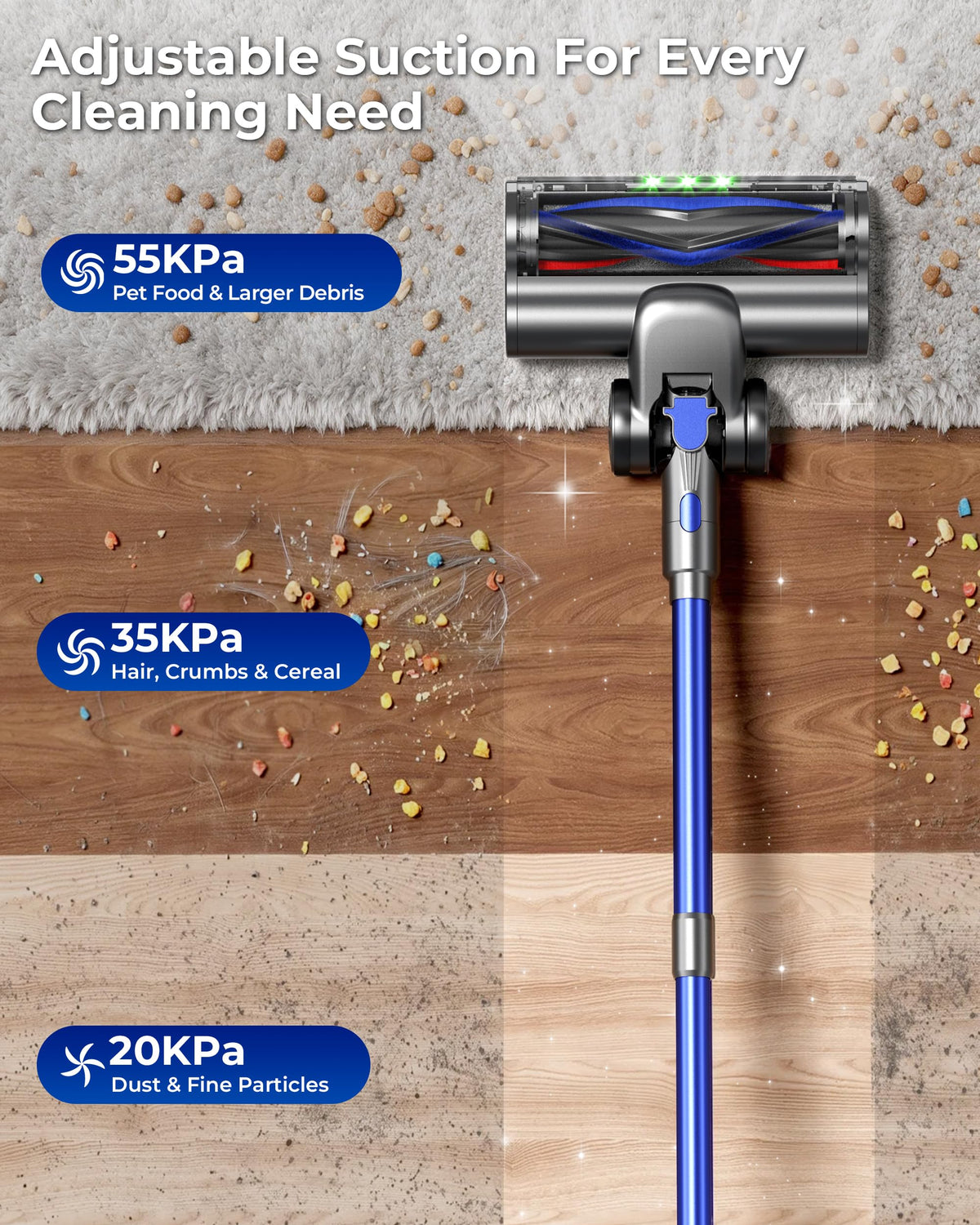 650W 55KPa Cordless Stick Vacuum Cleaner with Anti-Tangle Brush J683819