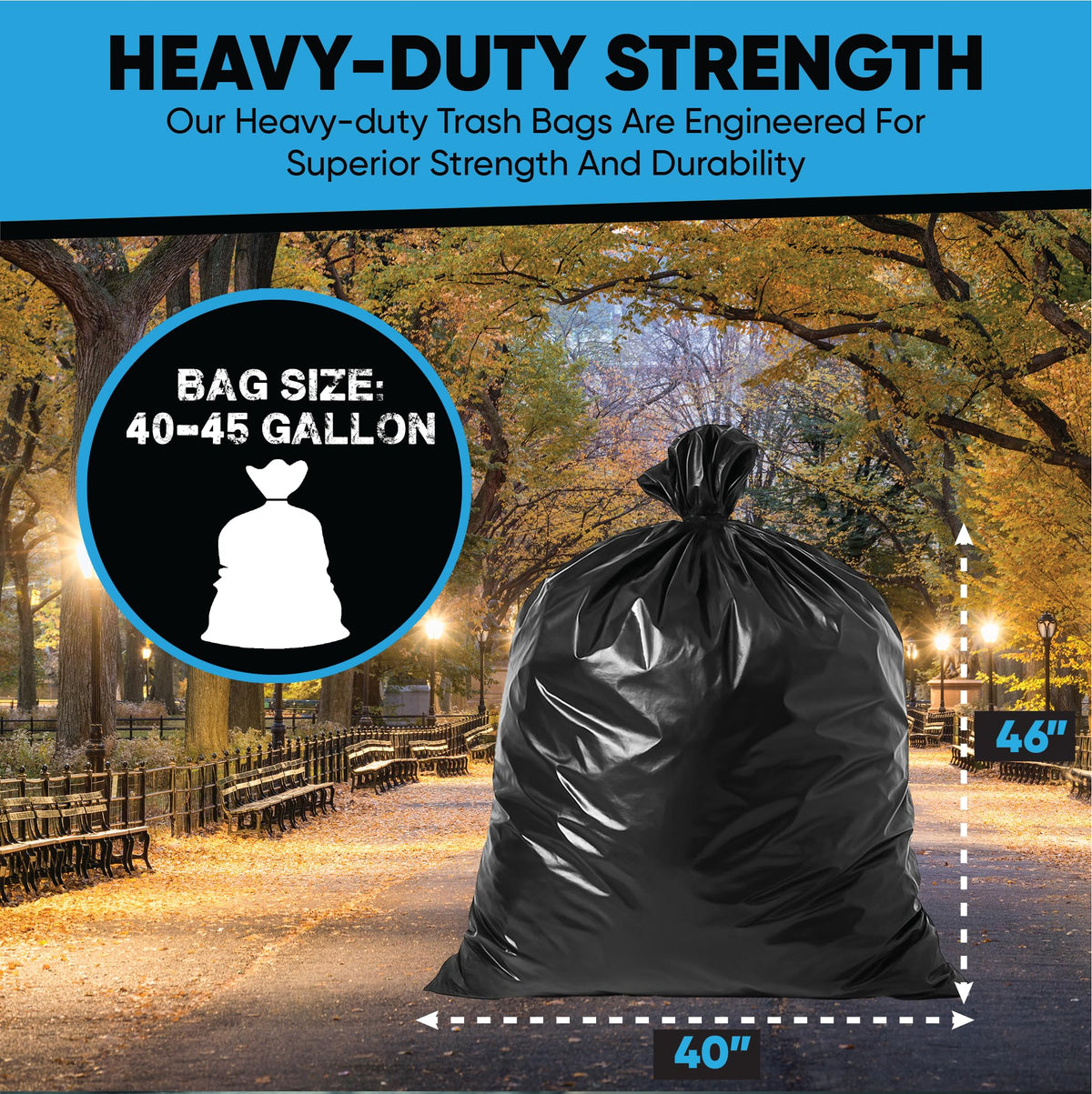 45 Gallon Heavy Duty Black Trash Bags 100 Count A678050