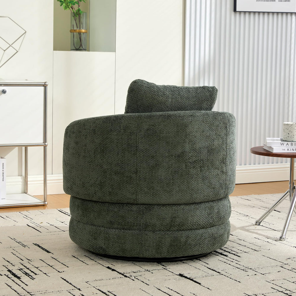 30" Modern Round Set of 2 Swivel Chenille Upholstered Barrel Chair F9377