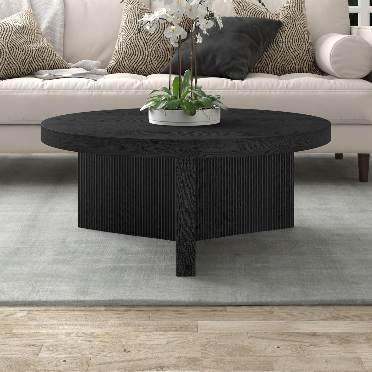 36" Scandinavian Fluted Coffee Table J1293