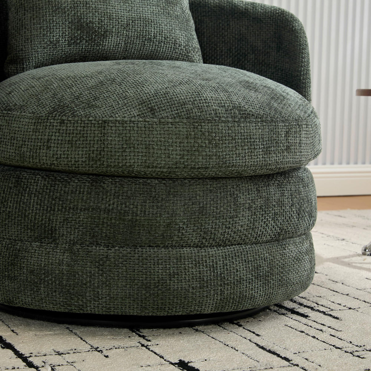 30" Modern Round Set of 2 Swivel Chenille Upholstered Barrel Chair F9377